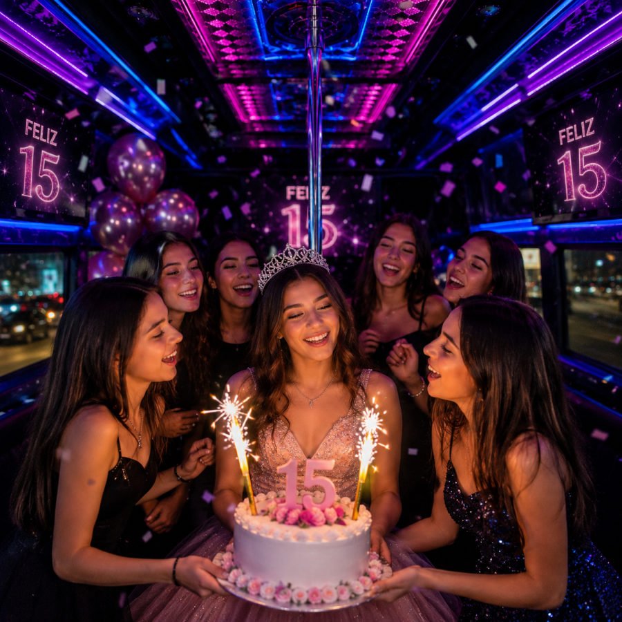 Fiesta de 15 anos quinceanera en el DiscoBus en Santiago