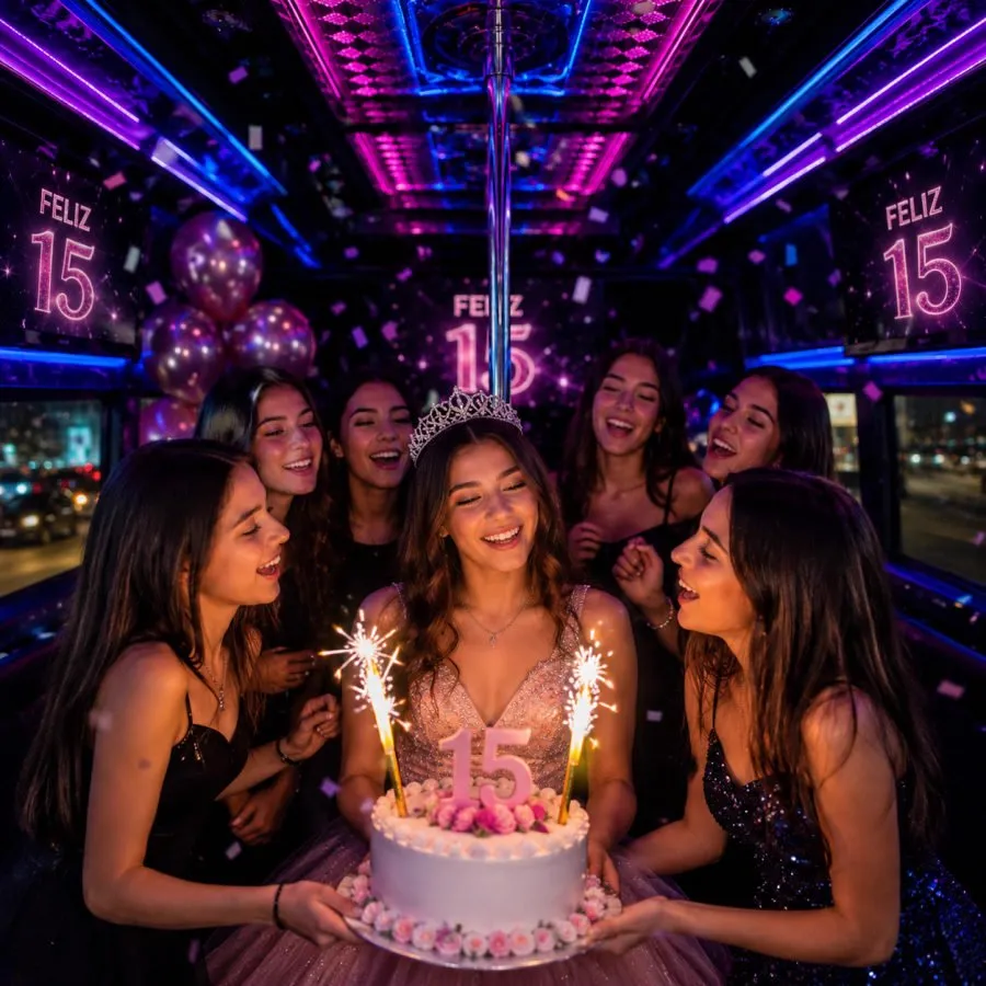 Fiesta de 15 años quinceañera en el DiscoBus en Santiago