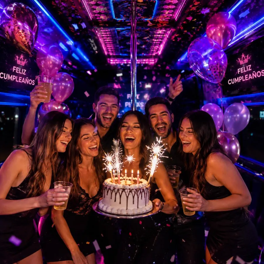 Cumpleaños de adultos en el bus disco en Santiago