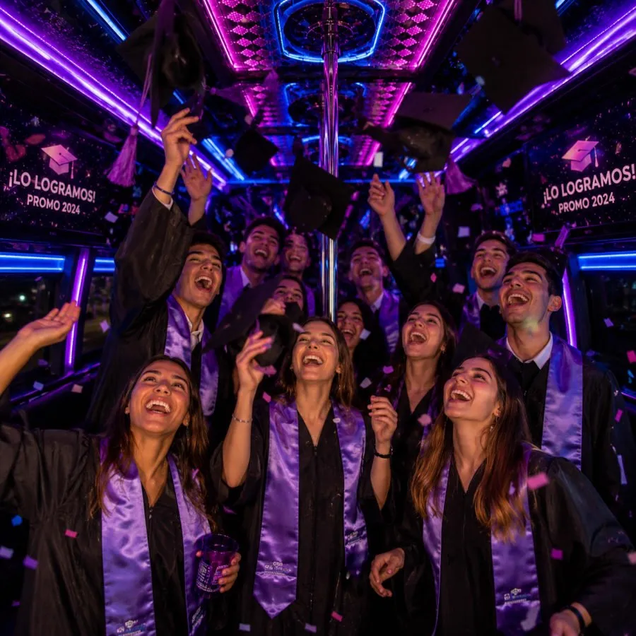 Fiesta de graduacion en el bus disco en Santiago