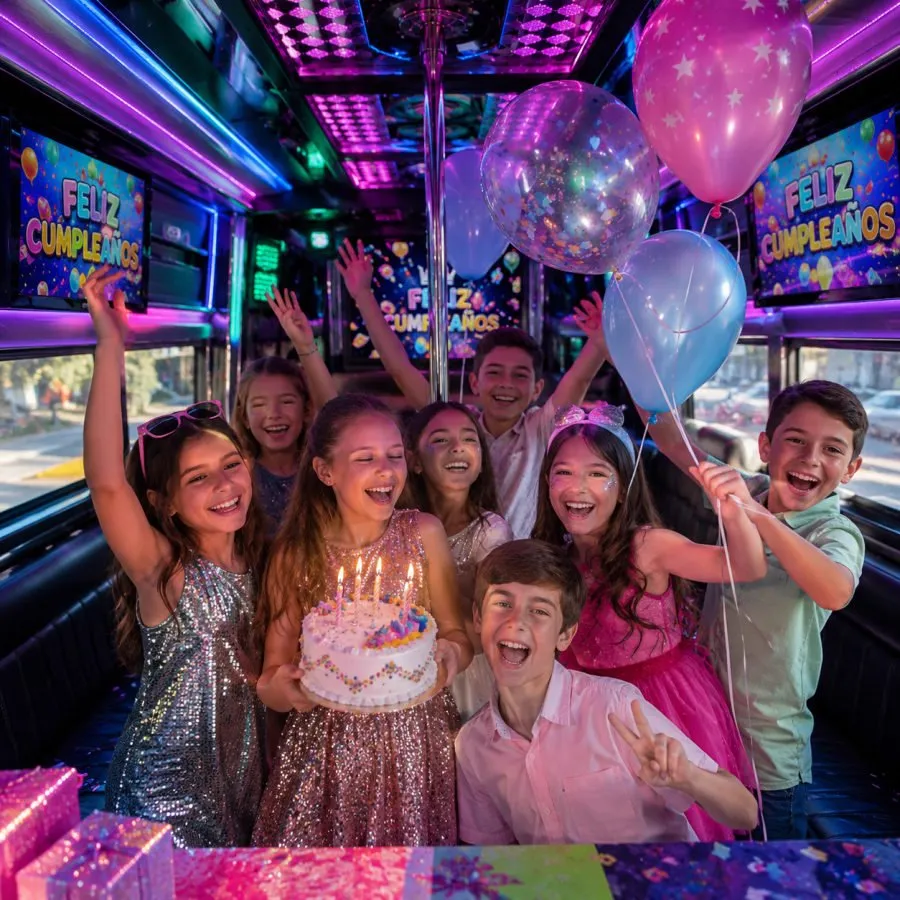 Cumpleaños infantil en el bus disco en Santiago