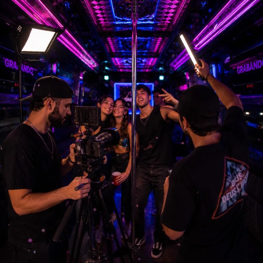 Grabacion de video musical en el DiscoBus en Santiago